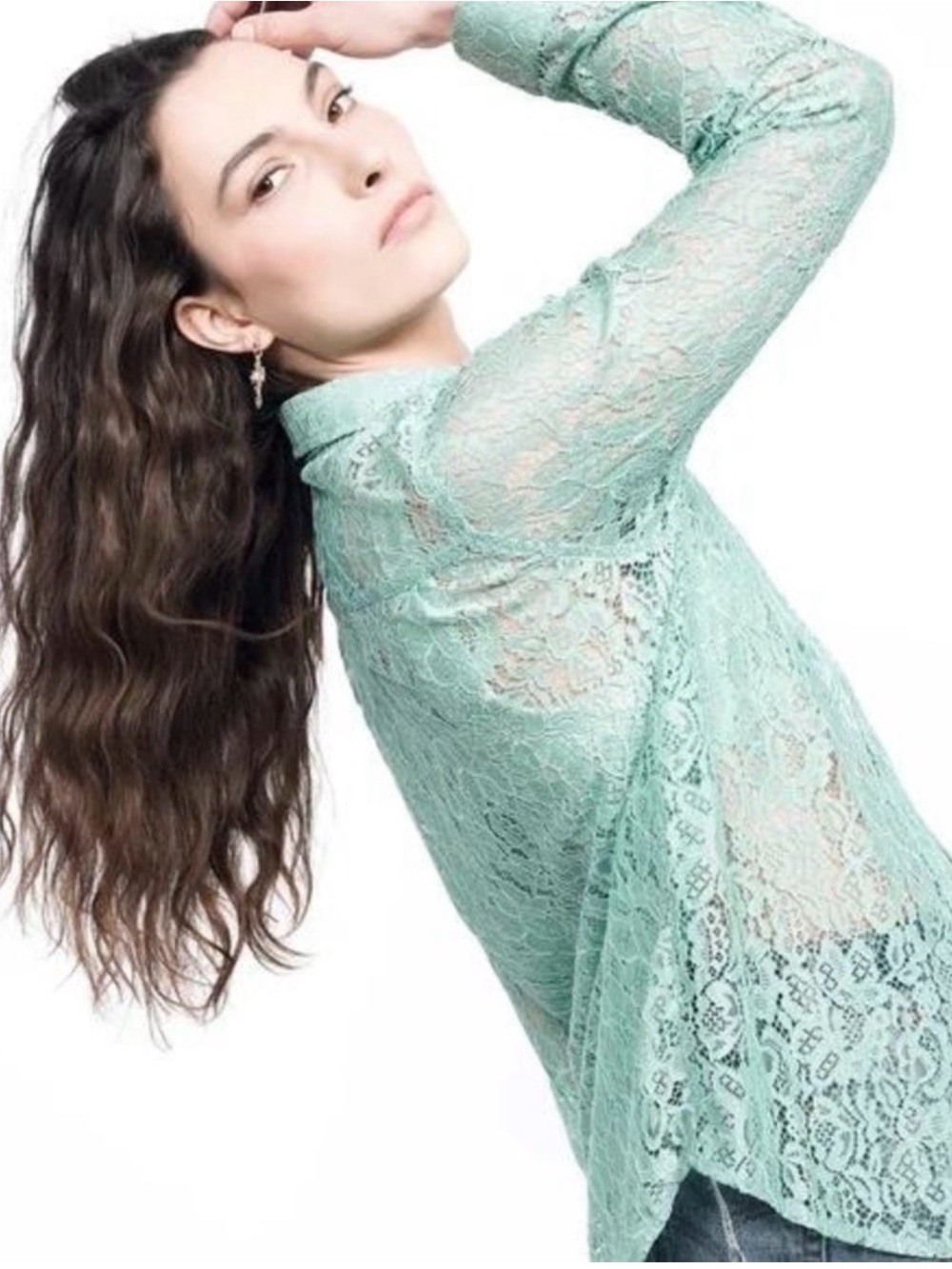 Wildfang Mint Lace Top